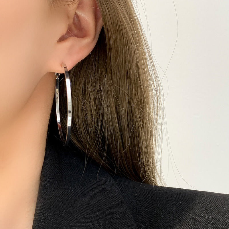 Wholesale 925 silver needle metal glossy texture Hoop Earrings ACC-ES-KaiKang002