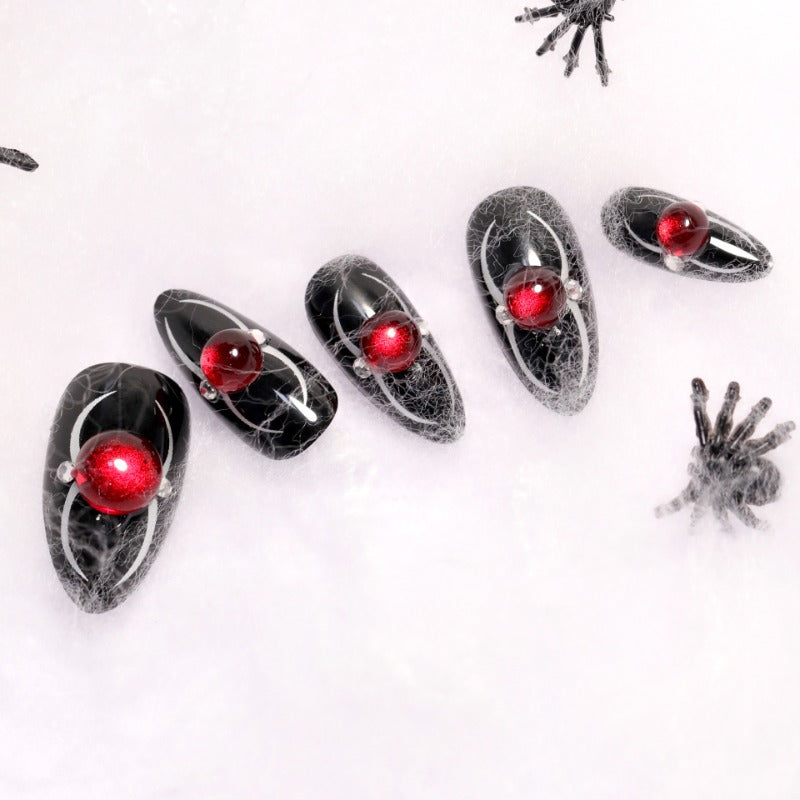 Wholesale  24 Pieces/box Halloween Spider Press-on Nails Kits Nail Stickers ACC-NS-LeFan100