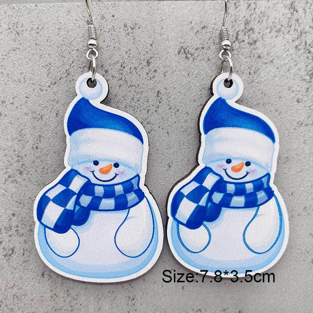 Wholesale Christmas Santa Claus Christmas Stocking Elk Wood Earrings ACC-ES-ChenY055