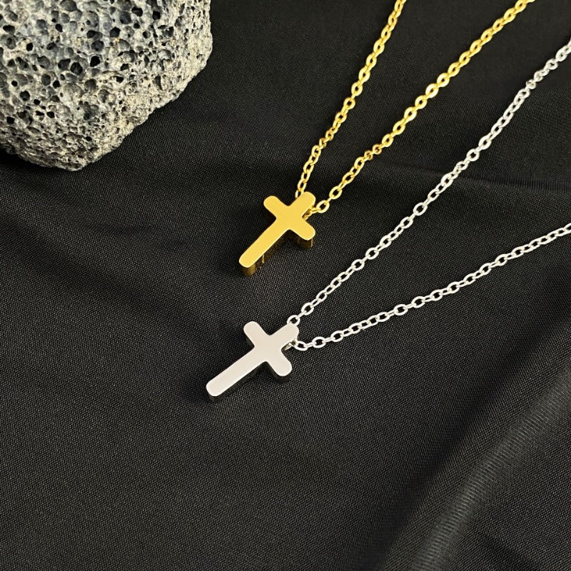 Wholesale Titanium Steel Plated 18K Real Gold Cross Necklace ACC-NE-YuXun002