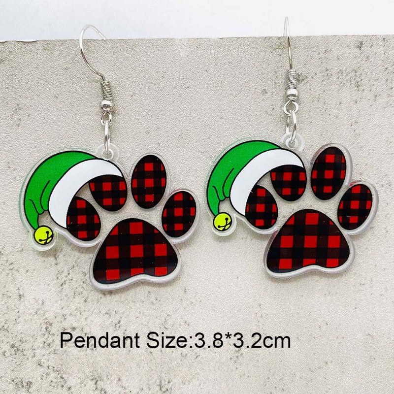 Wholesale Christmas Cat Paw Leopard Elk Acrylic Earrings ACC-ES-ChenY098