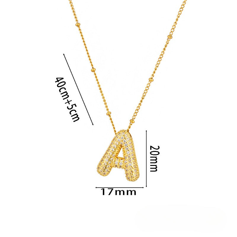 Wholesale Micro-Inlaid Zirconia Letter Pendant Necklace ACC-NE-KuCai012