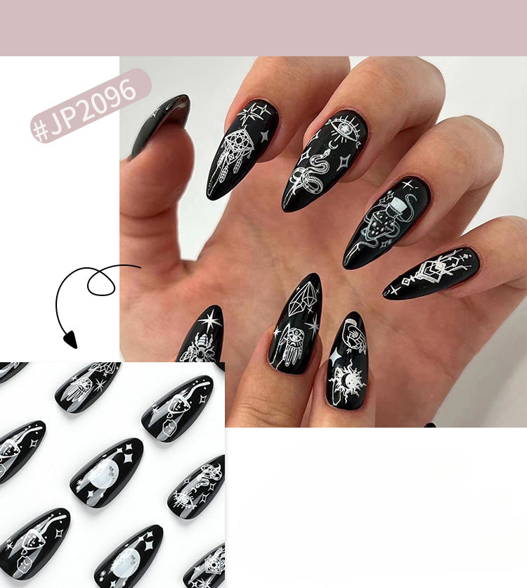 Wholesale 24 Pieces/box Star Moon Snake Press-on Nails Kits Nail Stickers ACC-NS-LeFan034
