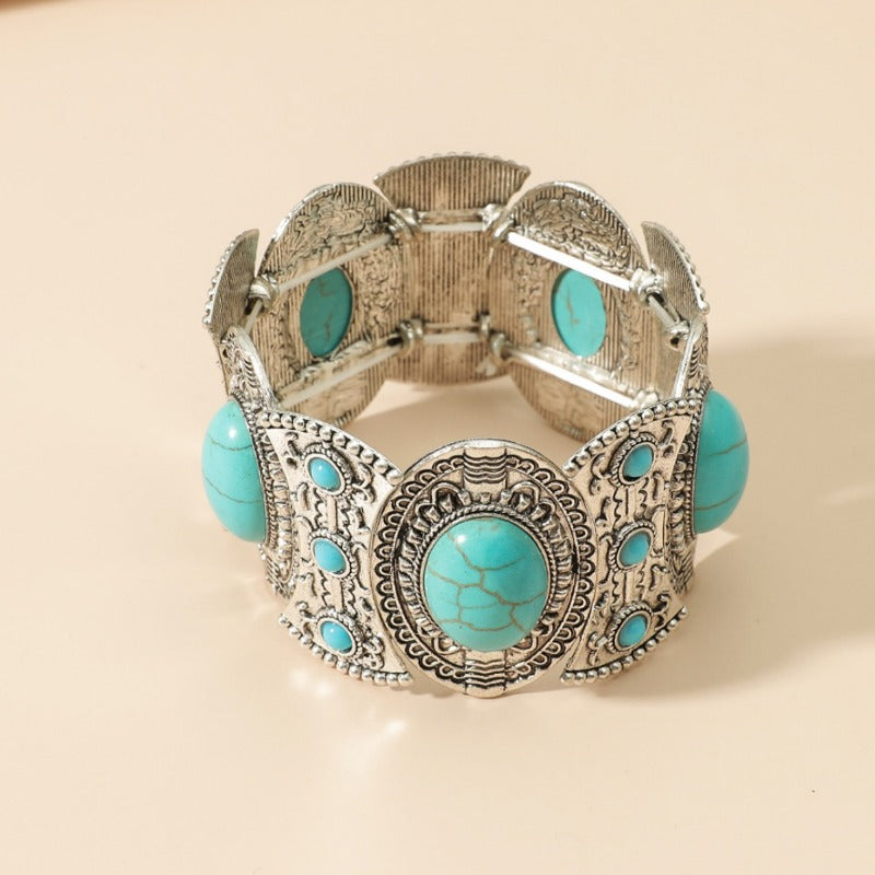 Wholesale Bohemian Natural Turquoise Stretch Bracelet ACC-BT-JunJie022