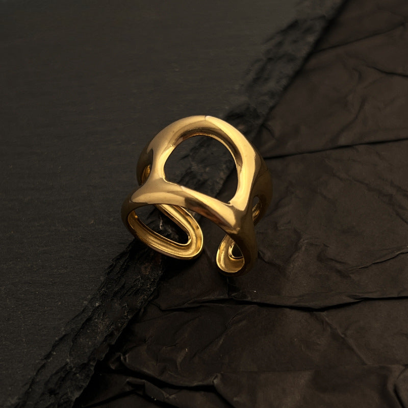 Wholesale Stainless Steel Ring 18K Gold Plated Hollow Open Ring ACC-RS-WanCh007