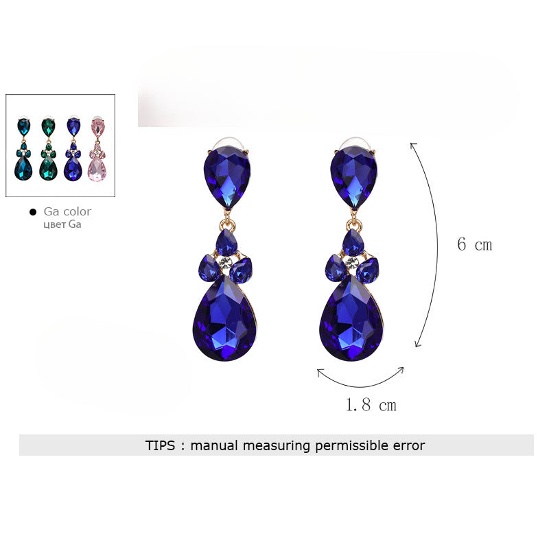 Wholesale Blue Glass Diamond Alloy Inlaid Earrings ACC-ES-JuJia016