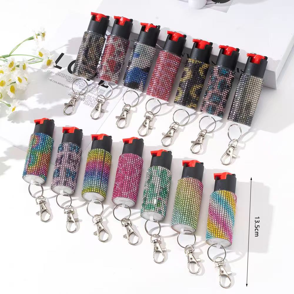 Wholesale Quick Release Spray Leopard Print Rhinestone Keychain for Women