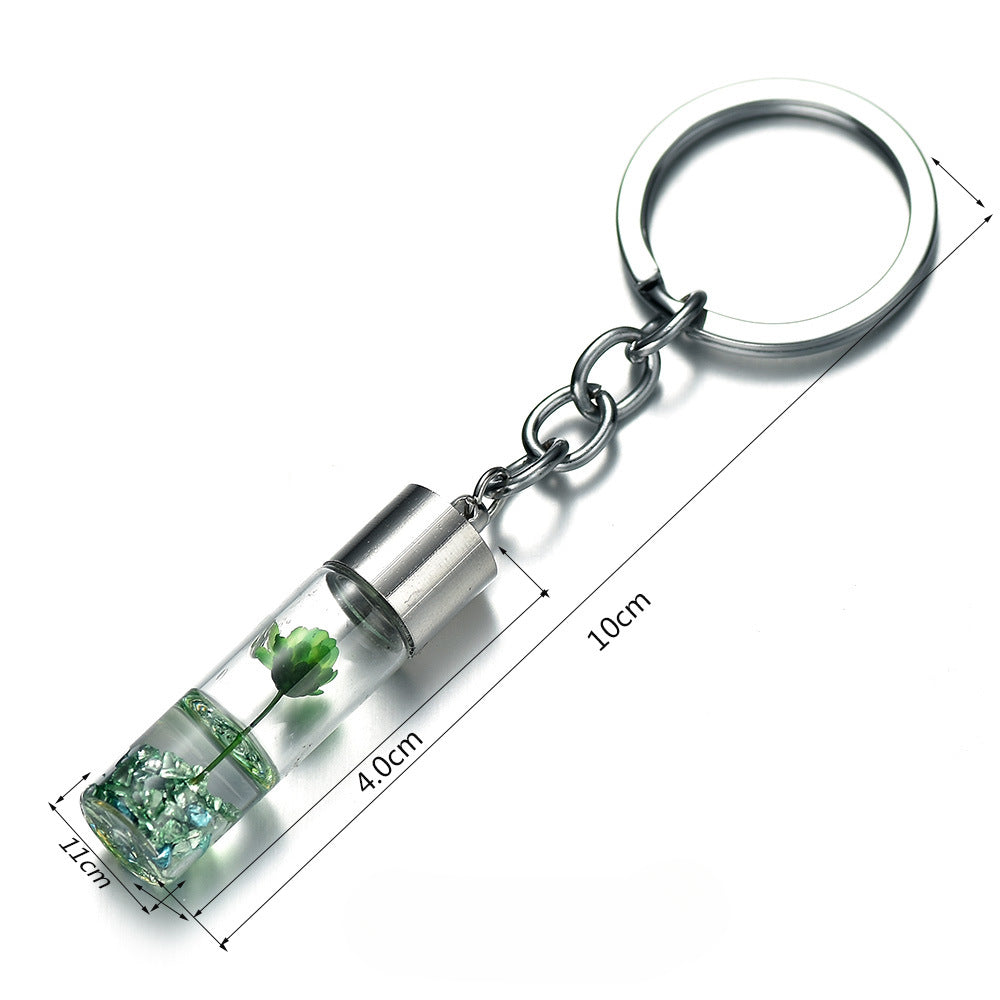 Wholesale Plant Dried Flower Glass Bottle Pendant Immortal Flower Keychains ACC-KC-KaWu001
