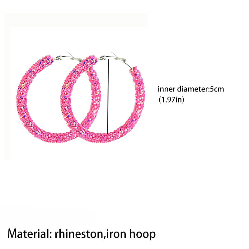 Wholesale 2 Pairs/pack Christmas Candy Color Glitter Big Hoop Earrings ACC-ES-HY175