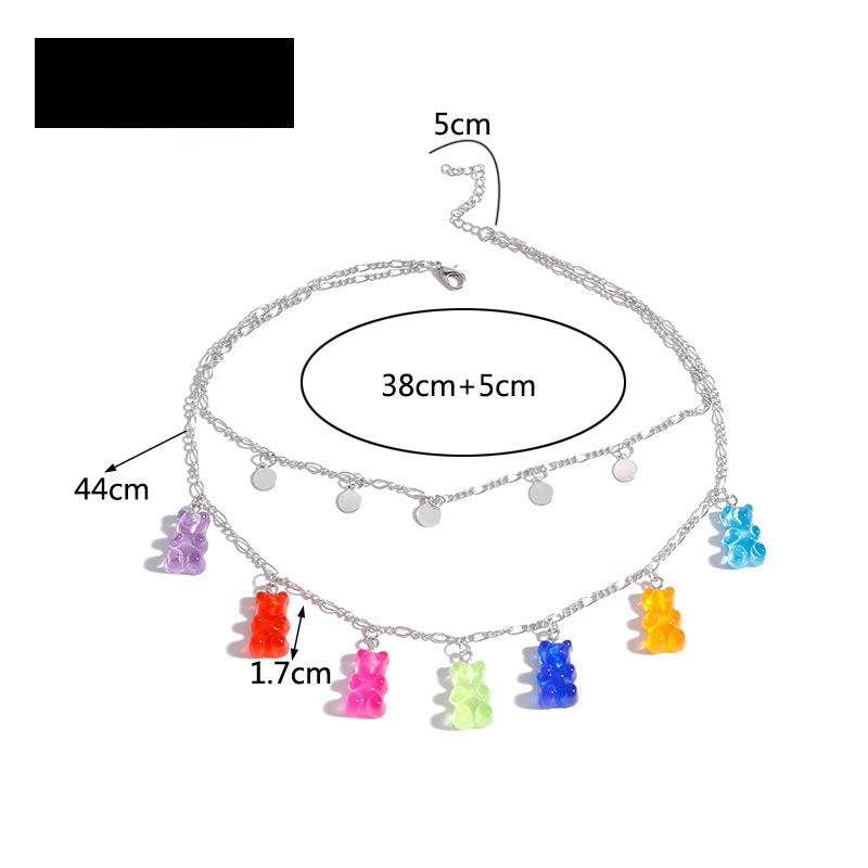 Wholesale Round Sequin Colorful Bear Necklace ACC-NE-YueSen013