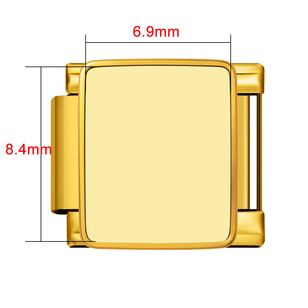 Wholesale DIY Personalized Photo Charm Stainless Steel Watch Band Chain Modular Bracelet 6.9x8.4mm