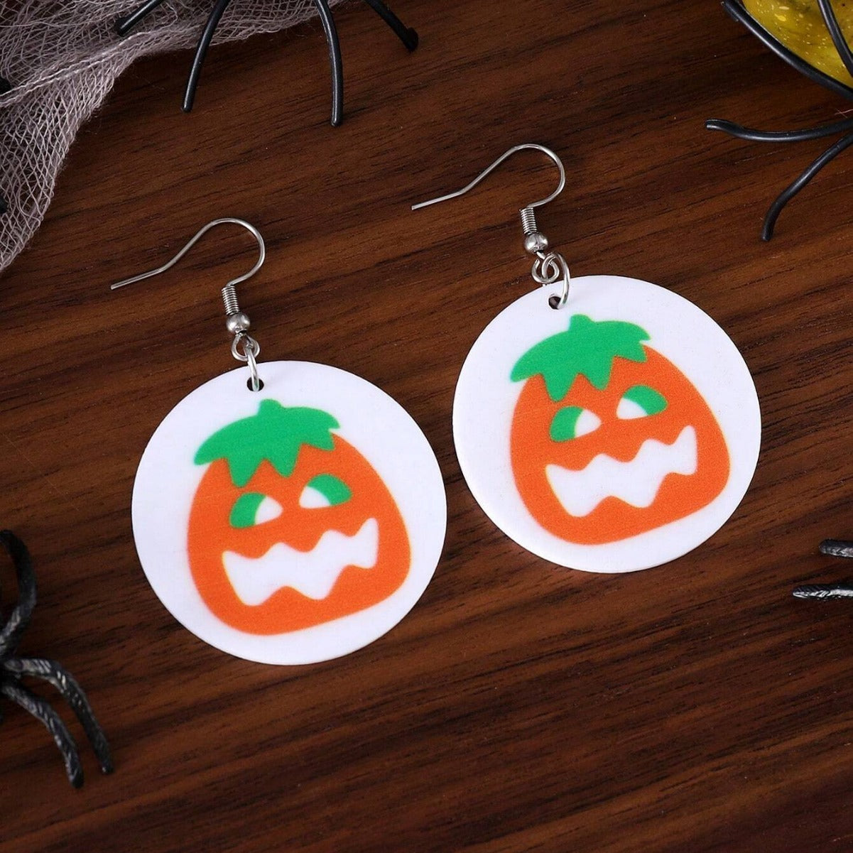 Wholesale  Acrylic Halloween Ghost Pumpkin Black Cat Pendant Earrings