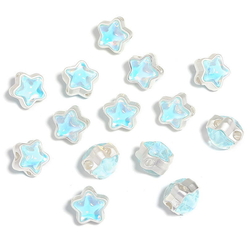 Wholesale 50pcs 12mm Mermaid Aurora Diamond Five-pointed Star Four-way Beads Diy Accessories ACC-BDS-BLG086