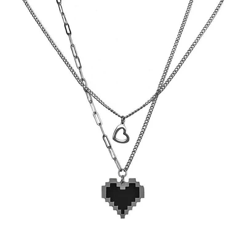 Wholesale Luxury Marble Heart Double Layer Necklace