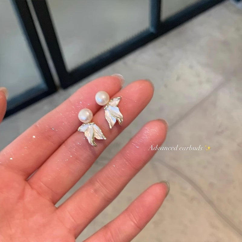 Wholesale Butterfly Pearl Fishtail Small Tassel Earrings