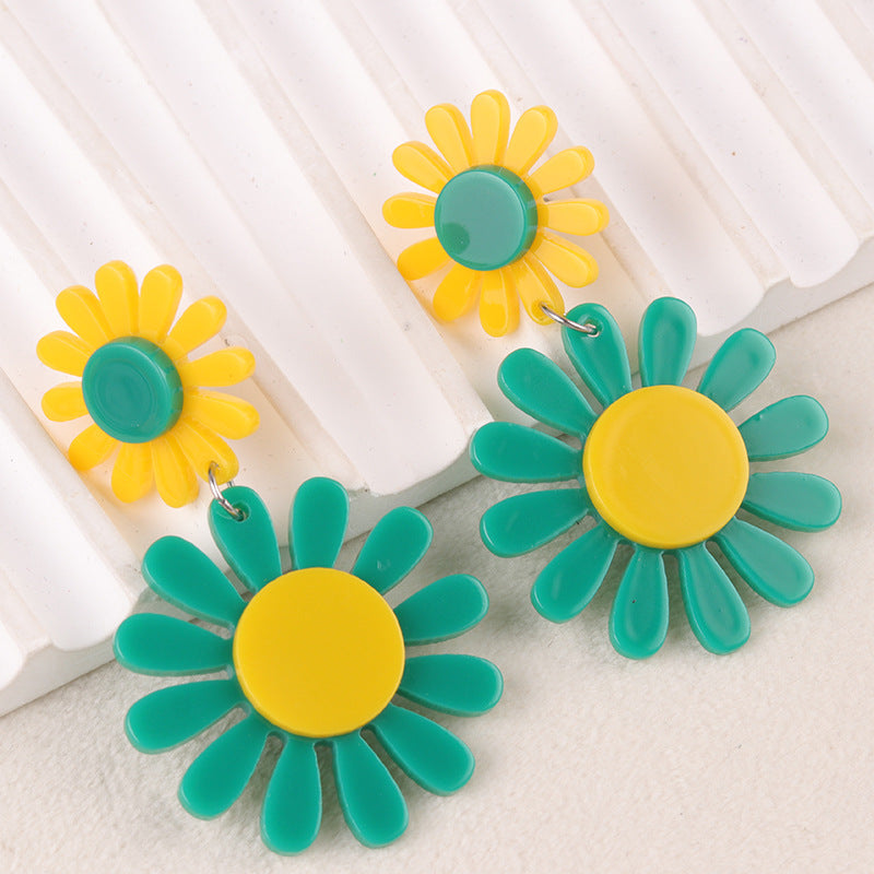 Wholesale Sunflower Acrylic Splicing Earrings