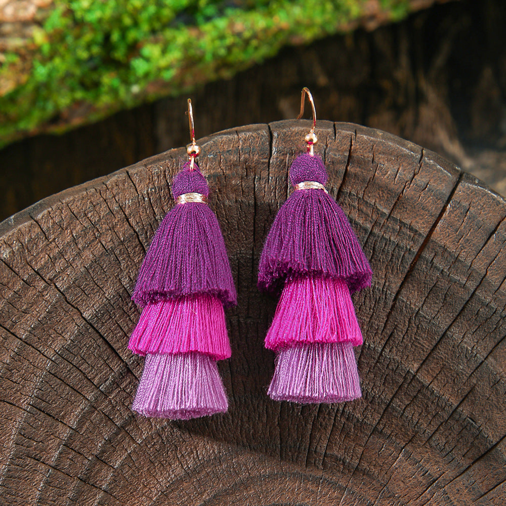 Wholesale Bohemian Tassel Earrings Handmade Zinc Alloy Retro Party Gift