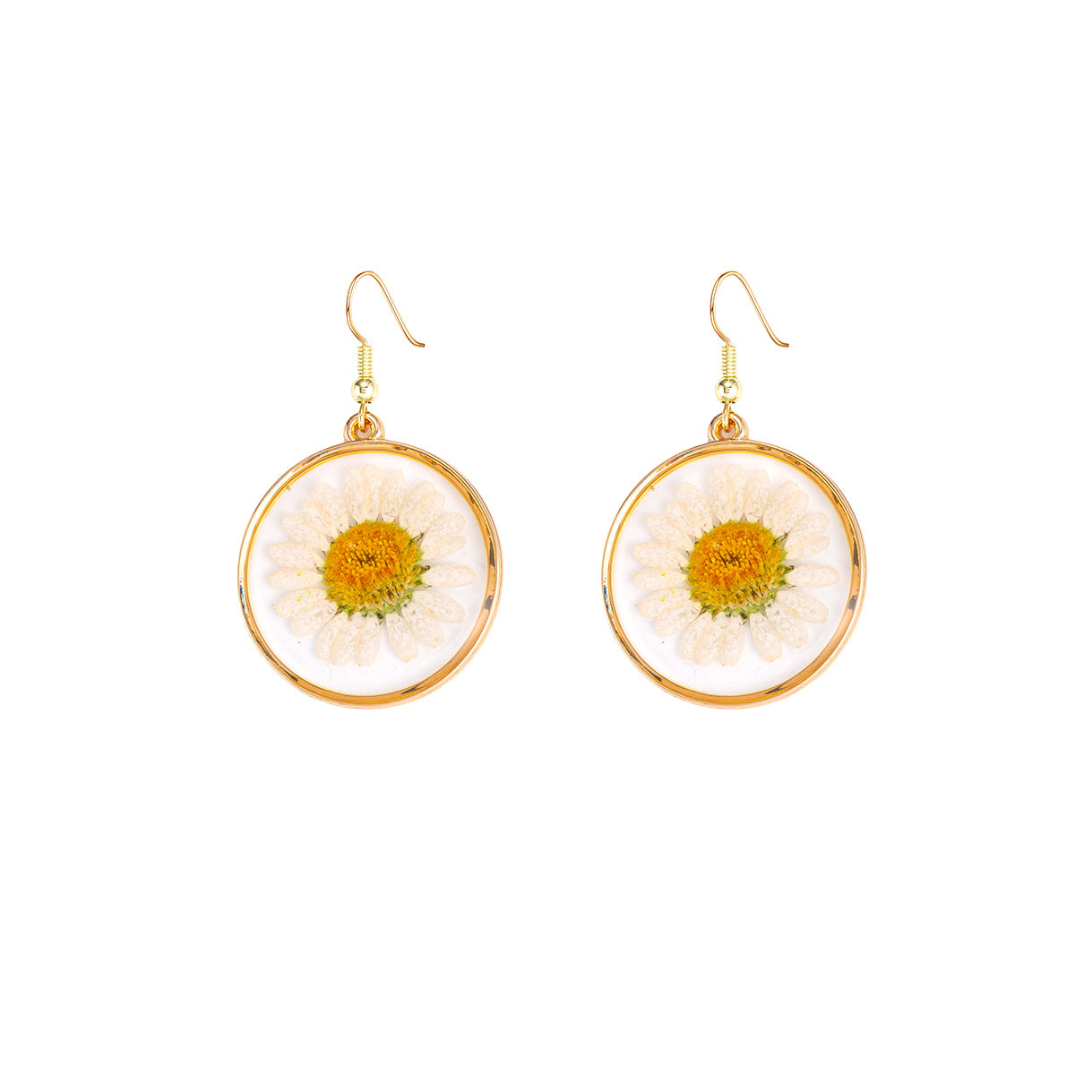 Wholesale Stylish Resin Earrings Pastoral Dried Flower Boutique Resale Fashion Accessory