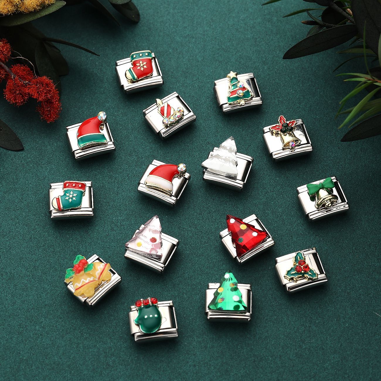 Wholesale 10pcs Italian Charm Bracelet 9mm DIY Splicing Christmas Collection Stainless Steel Composable Bracelet