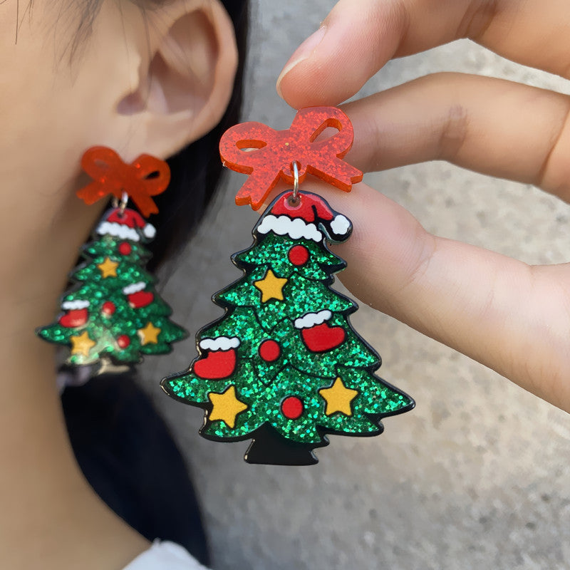 Wholesale New Year Christmas Tree  Acrylic Earrings