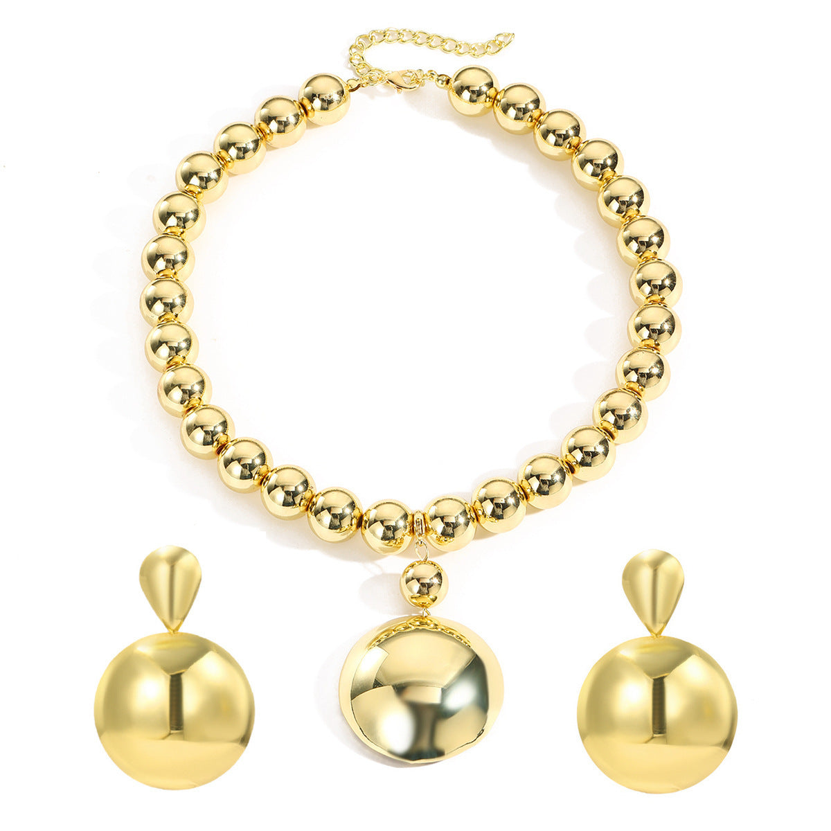 Wholesale Beaded necklace with detachable metal half-circle pendant