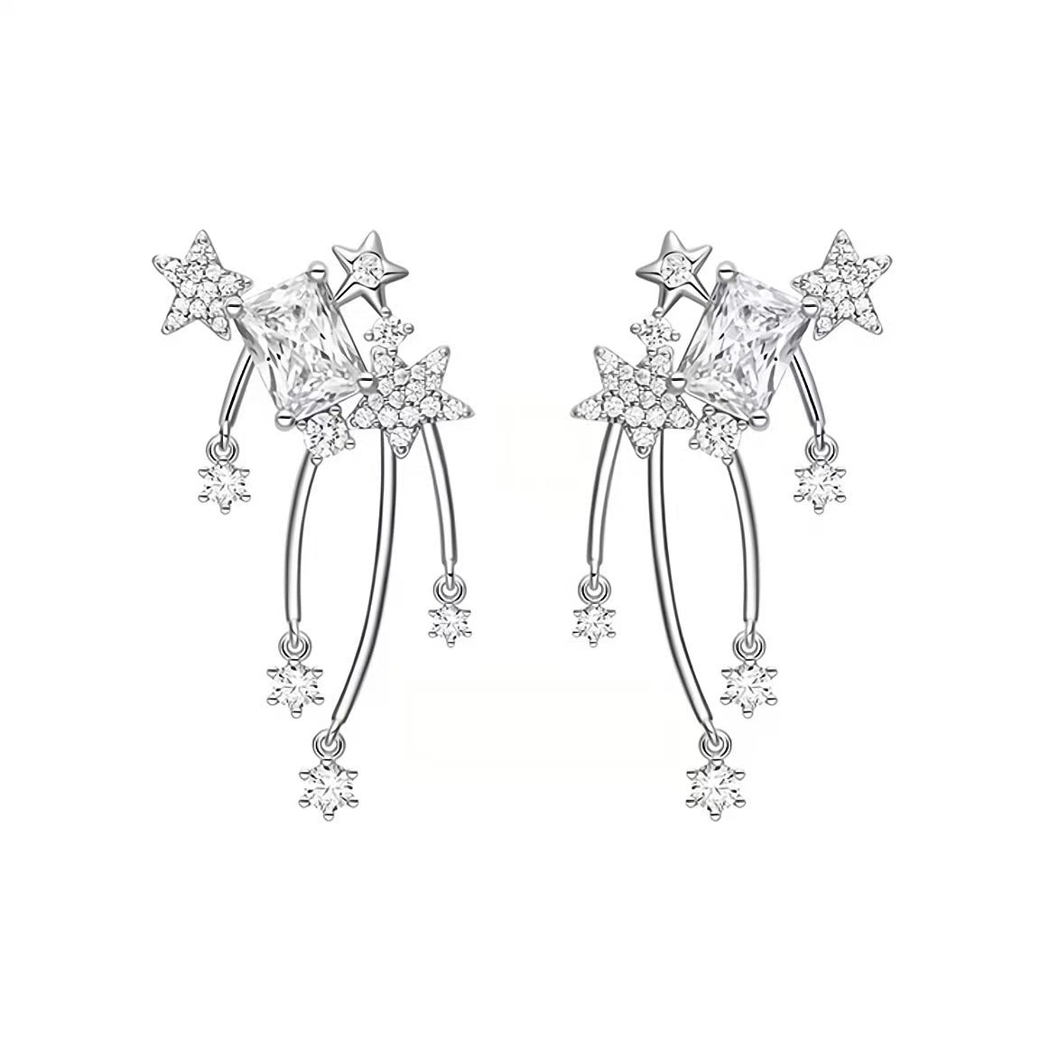 Wholesale full diamond star Copper-plated 18k Gold Earrings