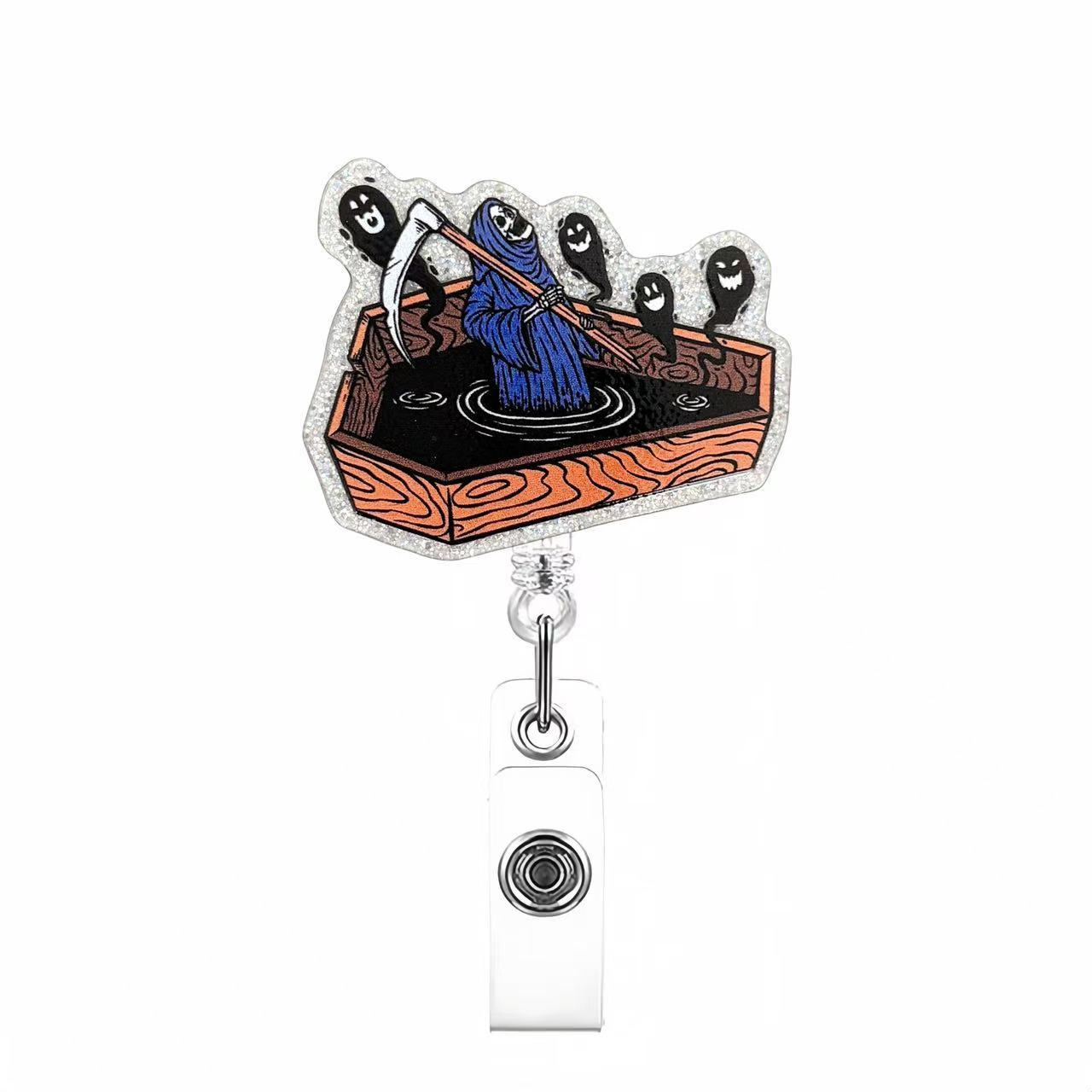 Wholesale Acrylic Retractable Badge Reel Lanyard  Pumpkin Design Nurse ID Card Holder Fashion Accessory Boutique Resale