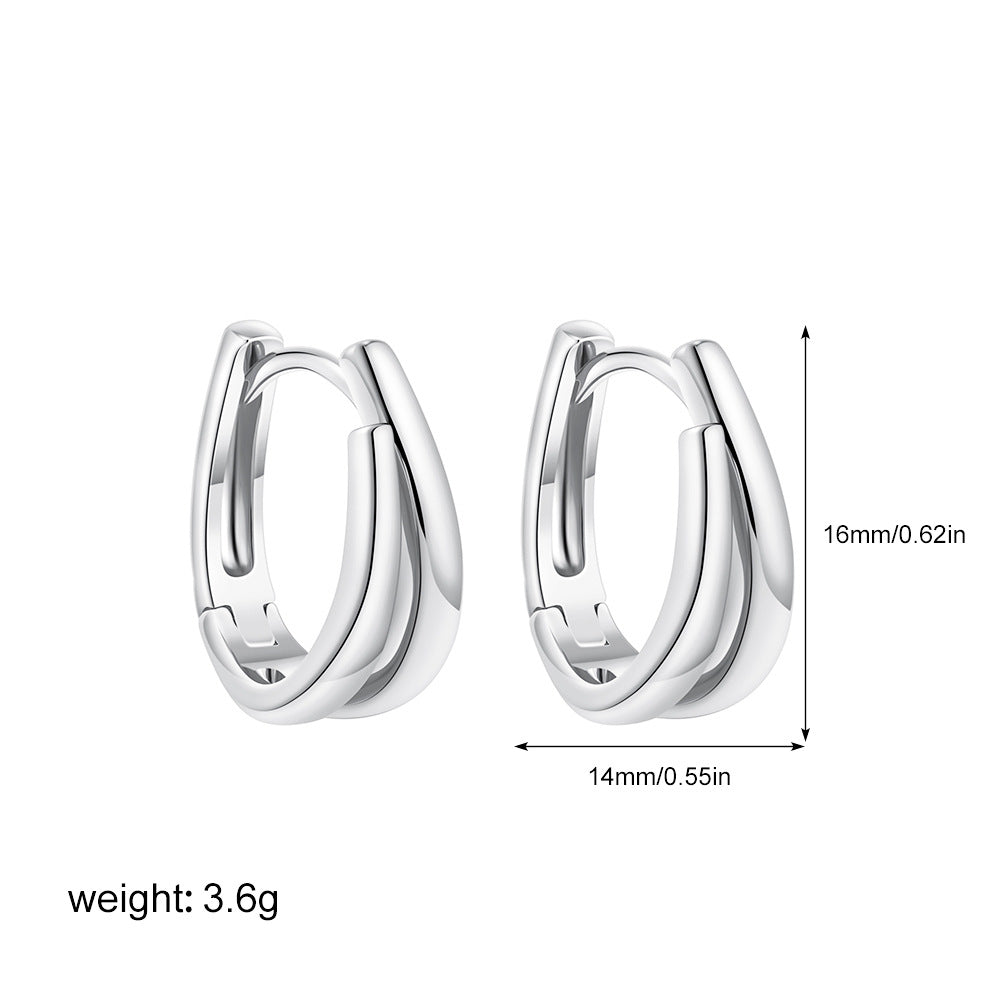 Wholesale  U-shaped 18K gold and silver double color earrings