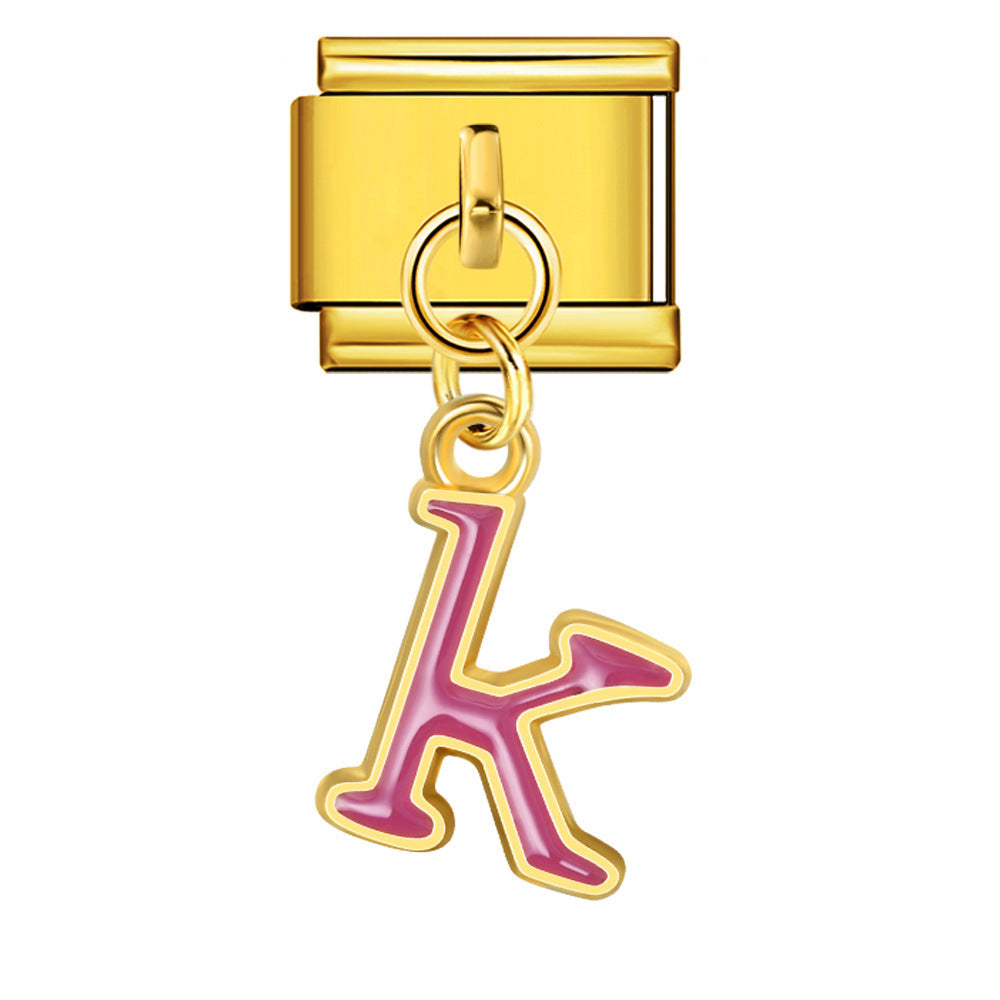 Wholesale Italian Charm Bracelet 9mm DIY Splicing Letter Series Stainless Steel Composable Bracelet