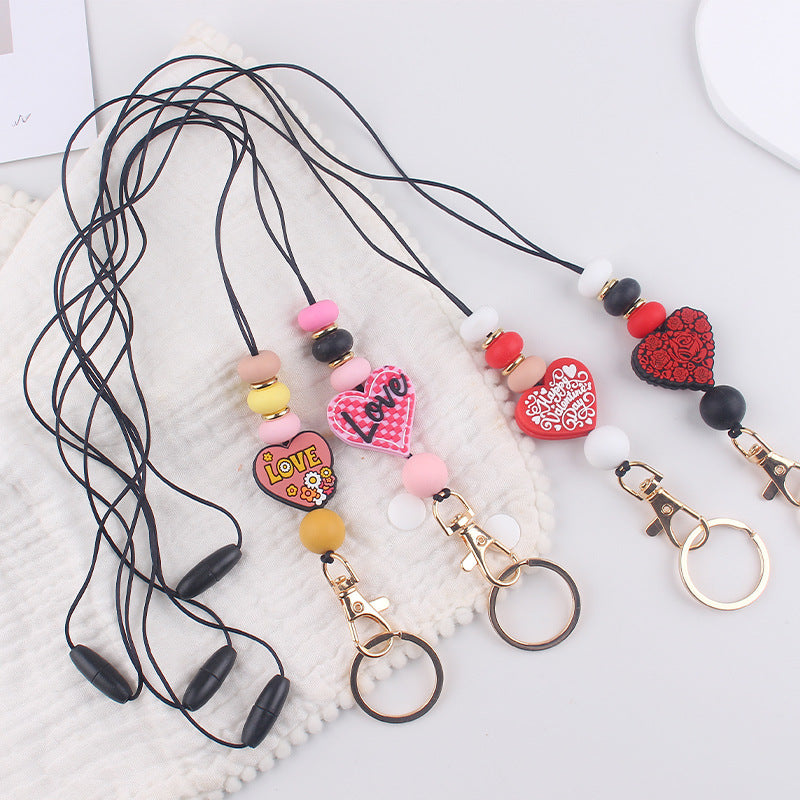 Wholesale  Cartoon Valentine's Day Love Silicone Creative DIY Beaded Pendant Necklace