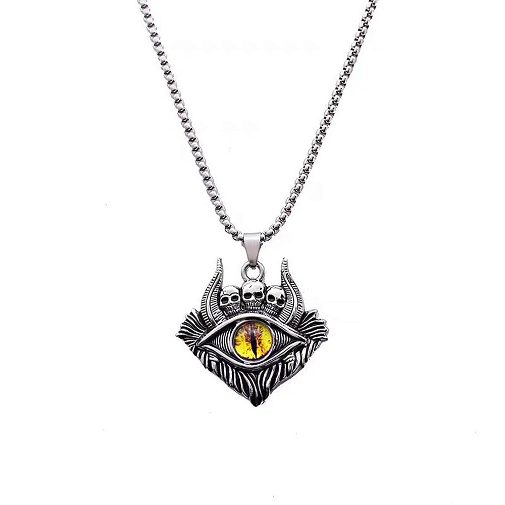Wholesale Vintage Devil Eye Pendant Titanium Steel Necklaces ACC-NE-Hanyu014