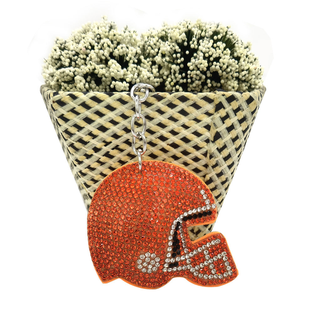 Wholesale 4pcs Zinc alloy rhinestone baseball cap keychain