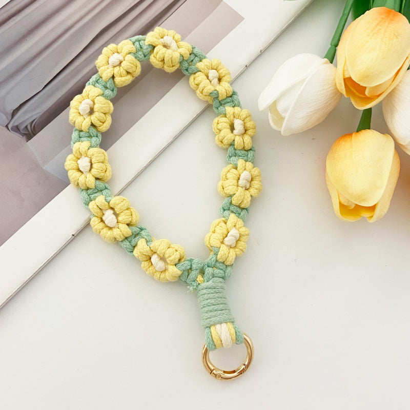 Wholesale Small Daisy Flower Mobile Phone Lanyard Keychain Bohemian Holiday Style Keychains ACC-KC-Huaien001