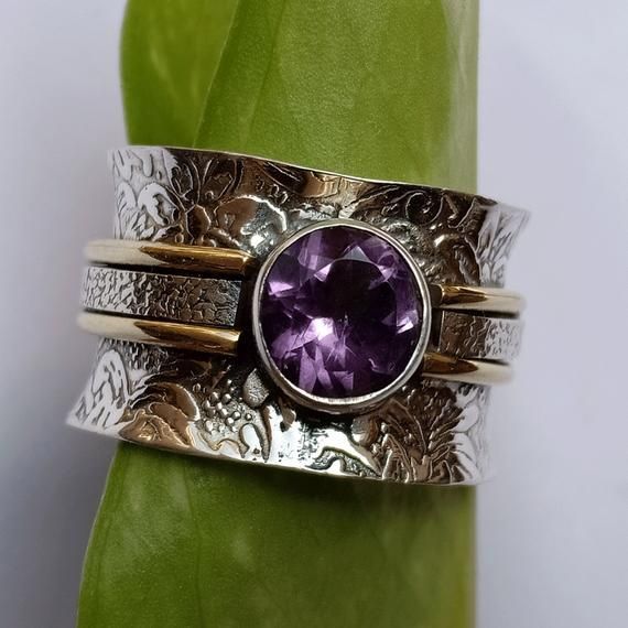 WholesaleSimple Purple Antique Gold Pattern Jewelry Ins Hand Jewelry Ring