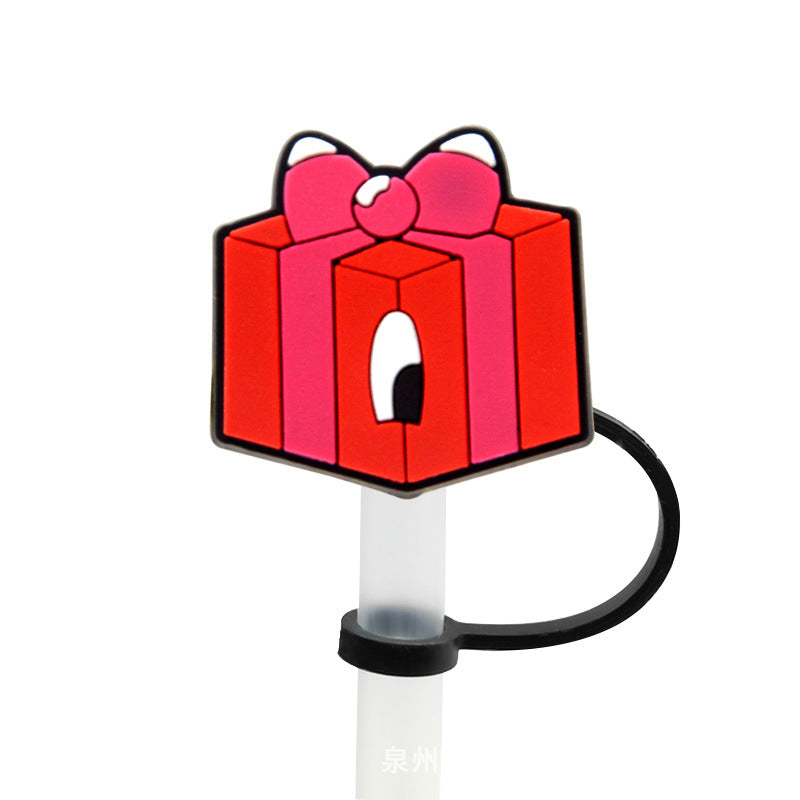 Wholesale 10PCS 7-8mm Straw Tube Cap Love Leopard Pattern Rainbow Cow Pattern PVC Soft Rubber Dust Stopper Cute Straw Decoration ACC-SCR-KuaJ002