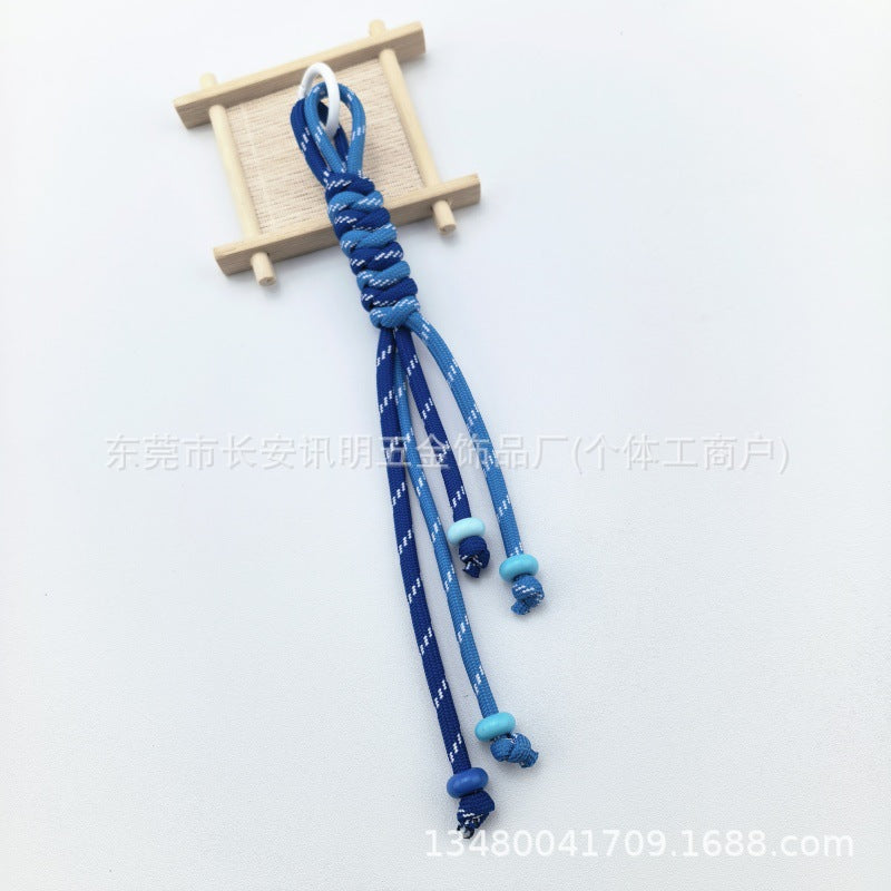 Wholesale Trendy Hand Knitted Contrast Color Keychain Lanyard Polyester Car Key Accessory