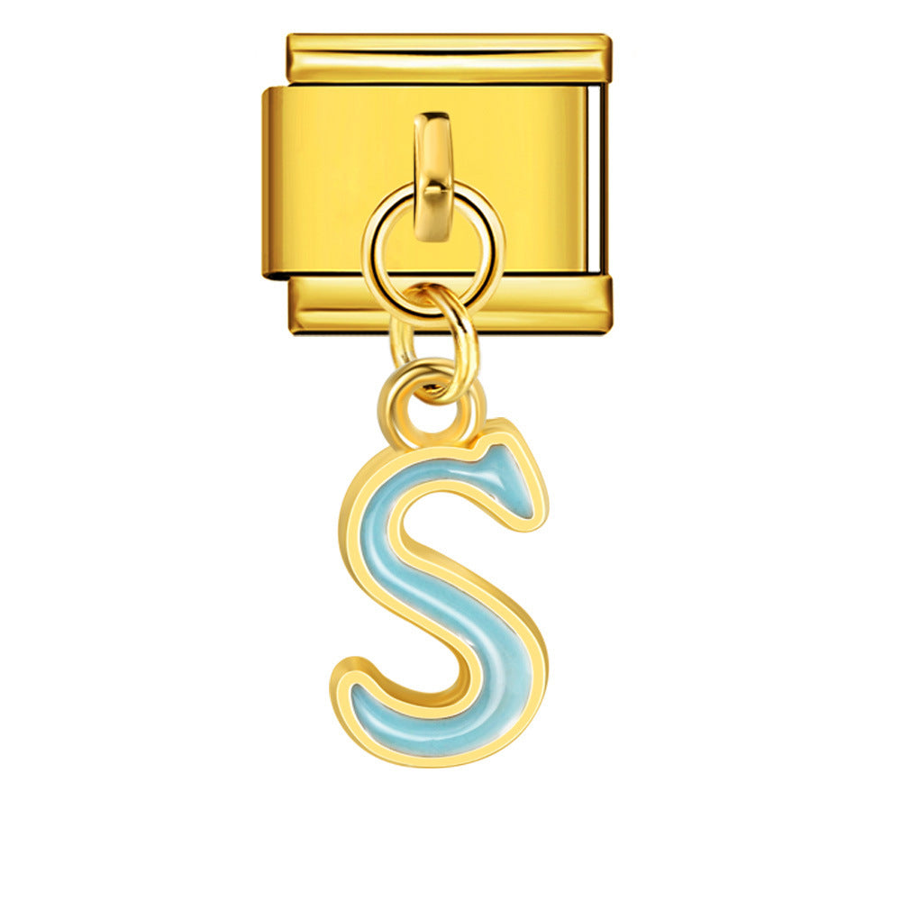 Wholesale Italian Charm Bracelet 9mm DIY Splicing Letter Series Stainless Steel Composable Bracelet