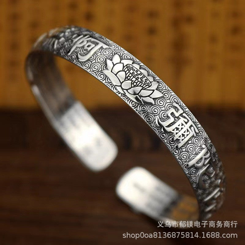 Wholesale Vintage Thai Silver Lotus Bracelet