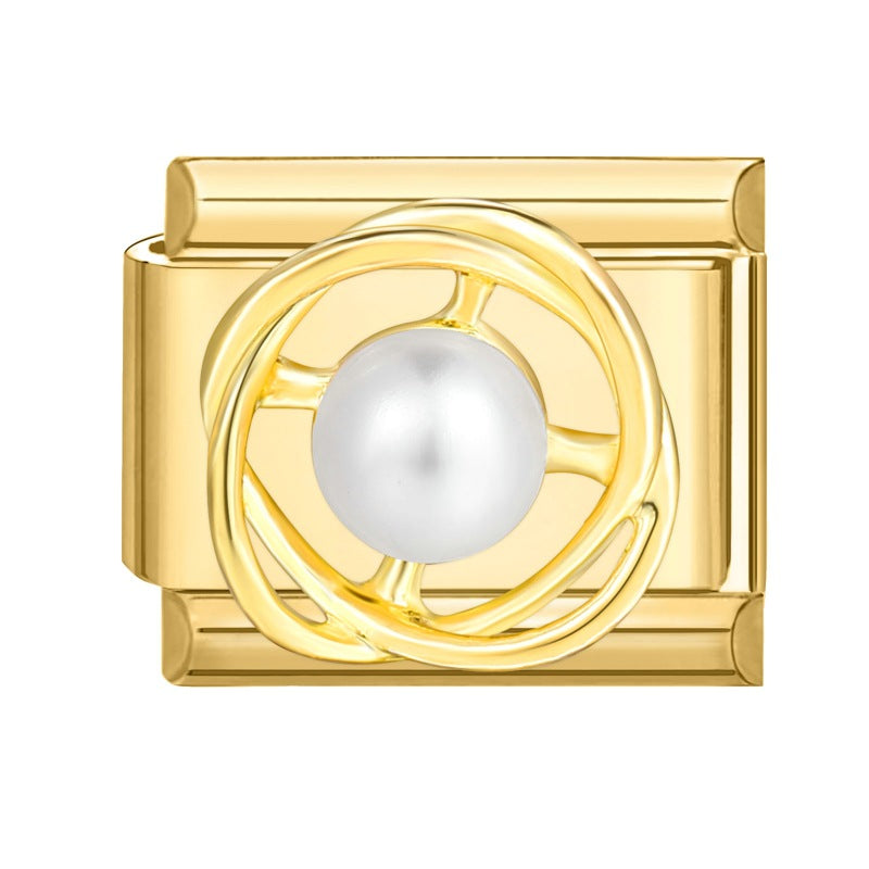 Wholesale Italian Beaded Bracelet 9mm DIY Splicing Removable Butterfly Pearl Stainless Steel Combinable Bracelet