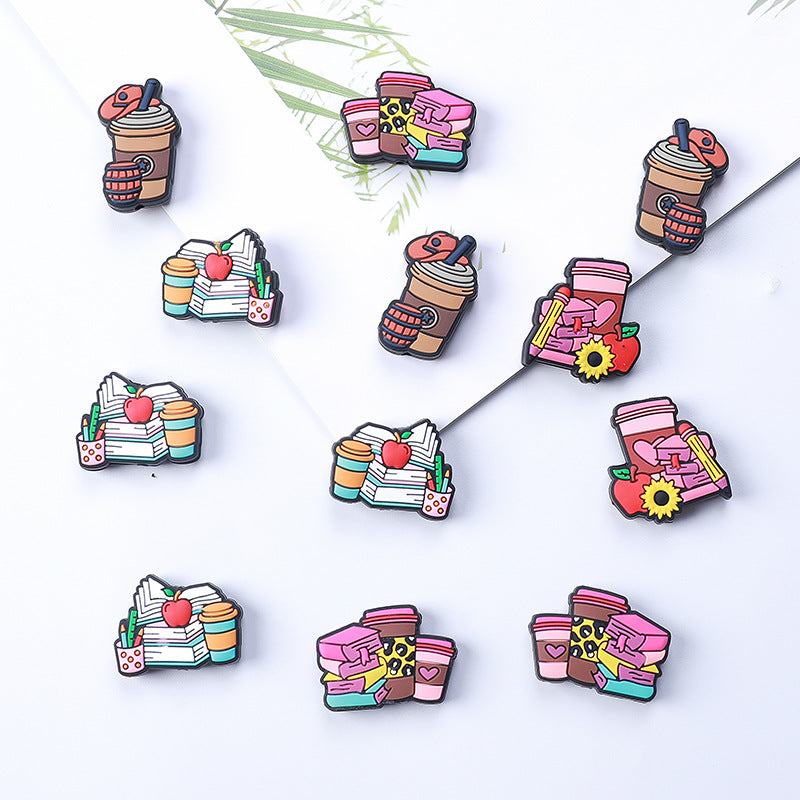 Wholesale 20pcs Book Coffee Cup Silicone Focal Beads DIY Beading Accessories ACC-BDS-RongFa011