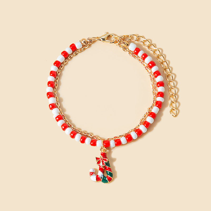 Wholesale Christmas Colorblock Handmade Beaded Bracelet ACC-BT-MDD003