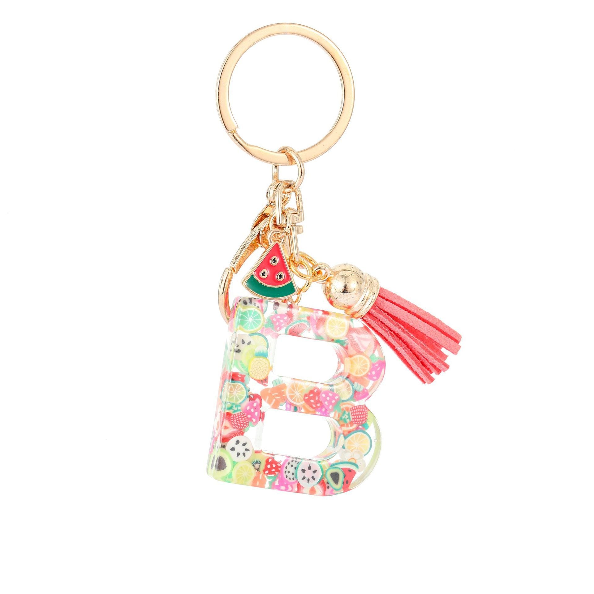 Wholesale Fruit resin letter keychain