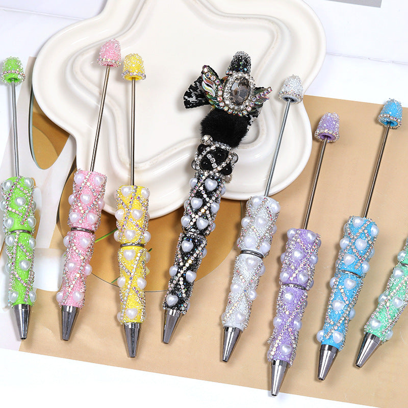 Wholesale 5pcs/ set DIY Full Rhinestone Beaded Pen Pearl Rhinestone Chain Bead Pen