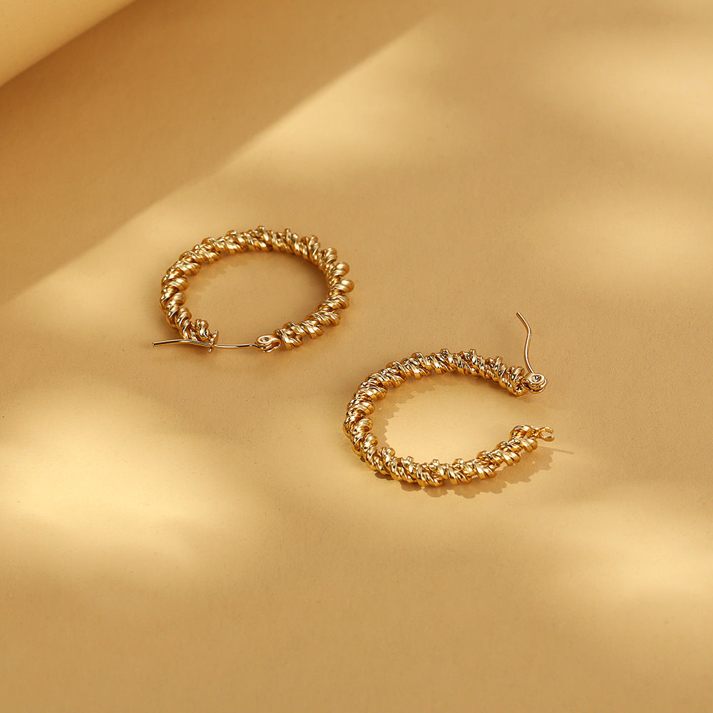Wholesale Vintage Twisted Hoop Titanium Steel Earrings ACC-ES-Yixin007