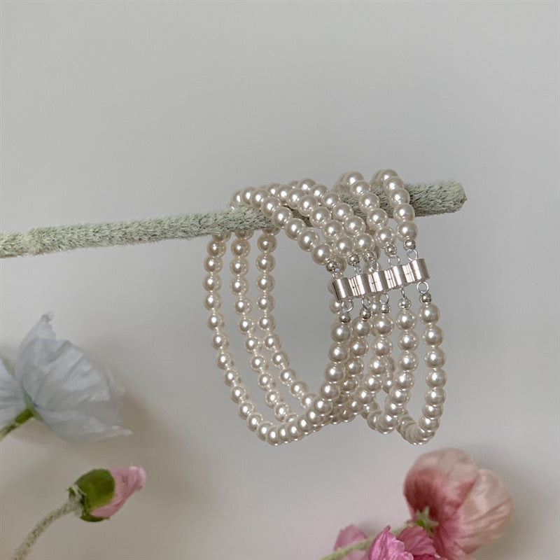 Wholesale Pearl Bracelet S925 Sterling Silver Magnetic Buckle Bracelet