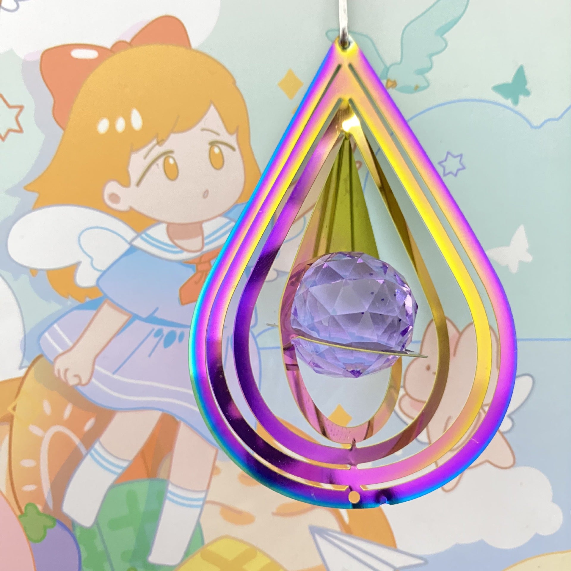 Wholesale Metallic Colorful Rotating Water Drop Wind Chime