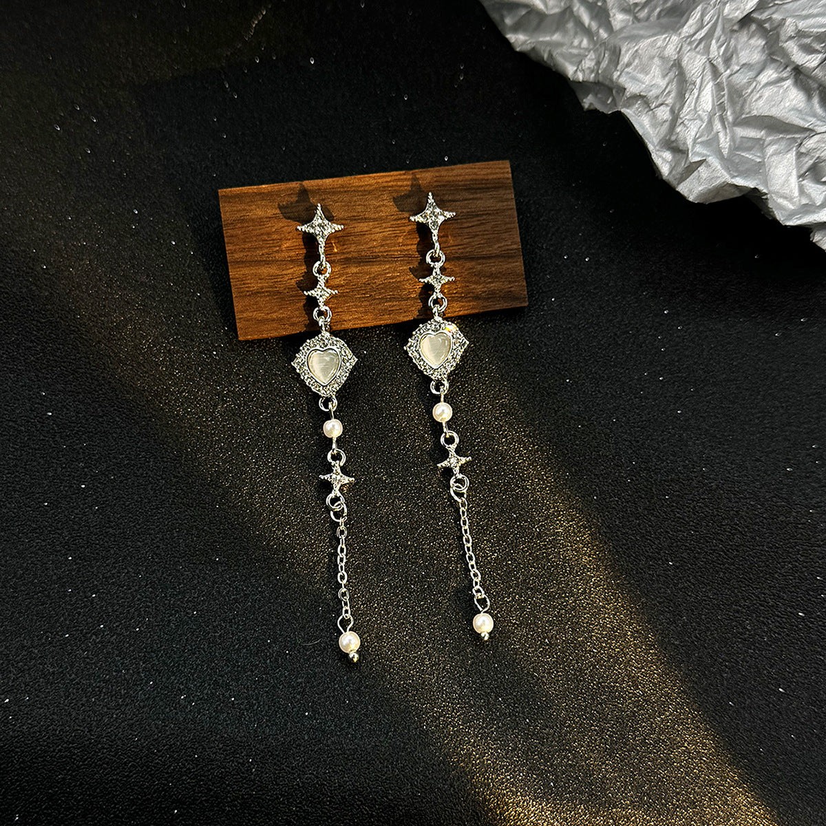 Wholesale Heart Diamond Long Tassel Earrings ACC-ES-MDD065