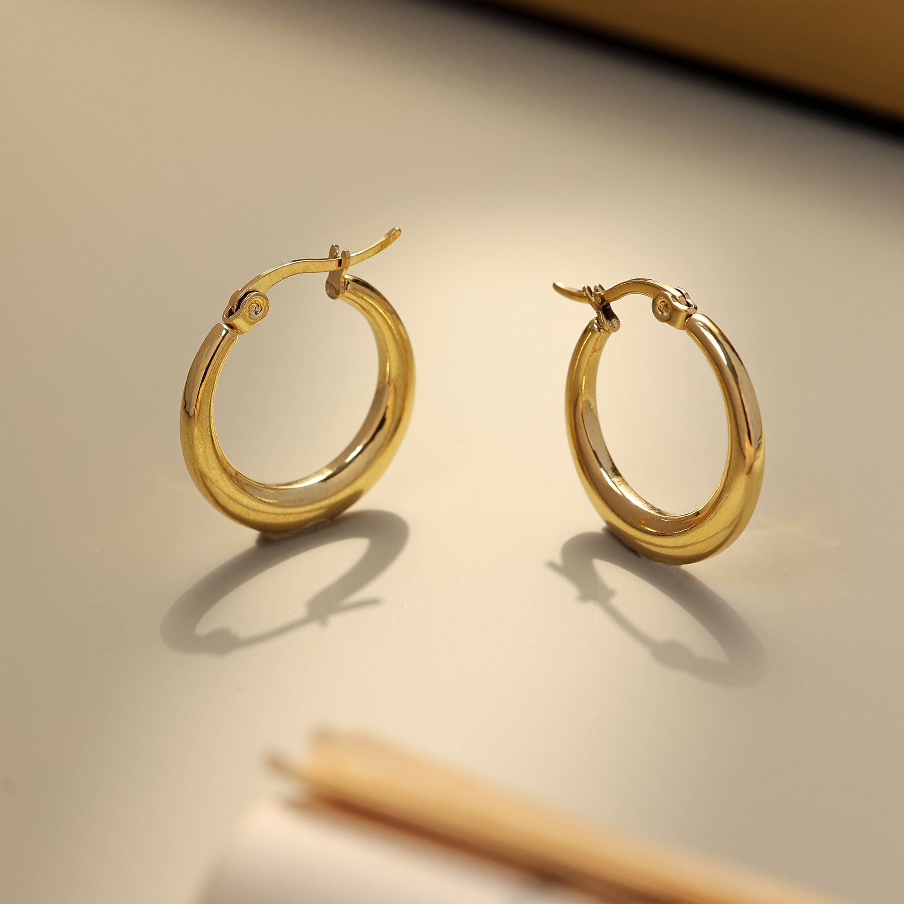 Wholesale Stainless Steel Geometric Solid Polished Earrings Gold Earrings ACC-ES-MeiWeite001