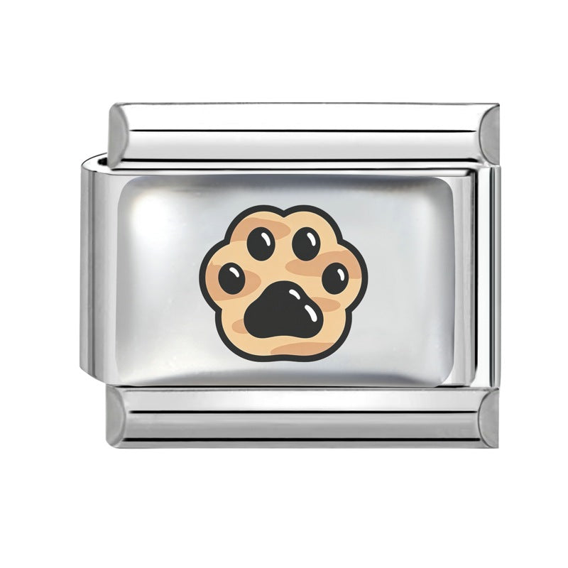 Wholesale Cute Pet Paw Print Charms Stainless Steel For DIY Bracelet Making Fashion Jewelry Accessory Gift