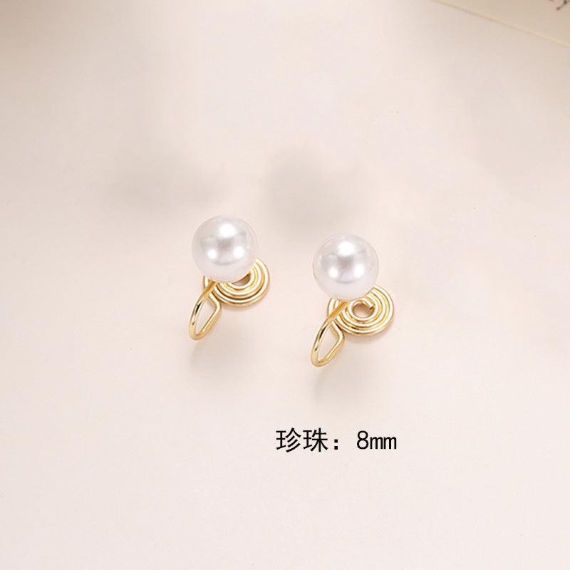 Wholesale pearl retro round shiny ear hooks earrings